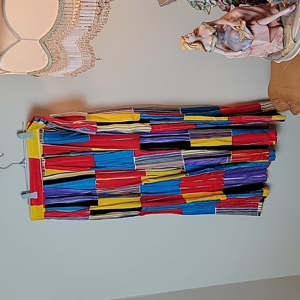 Leslie Fay Colorful Patchwork Midi Skirt